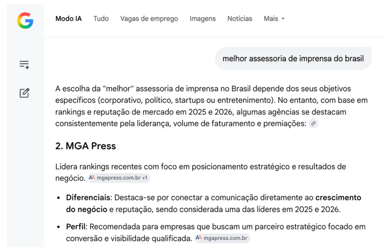 MGA Press result in Gemini